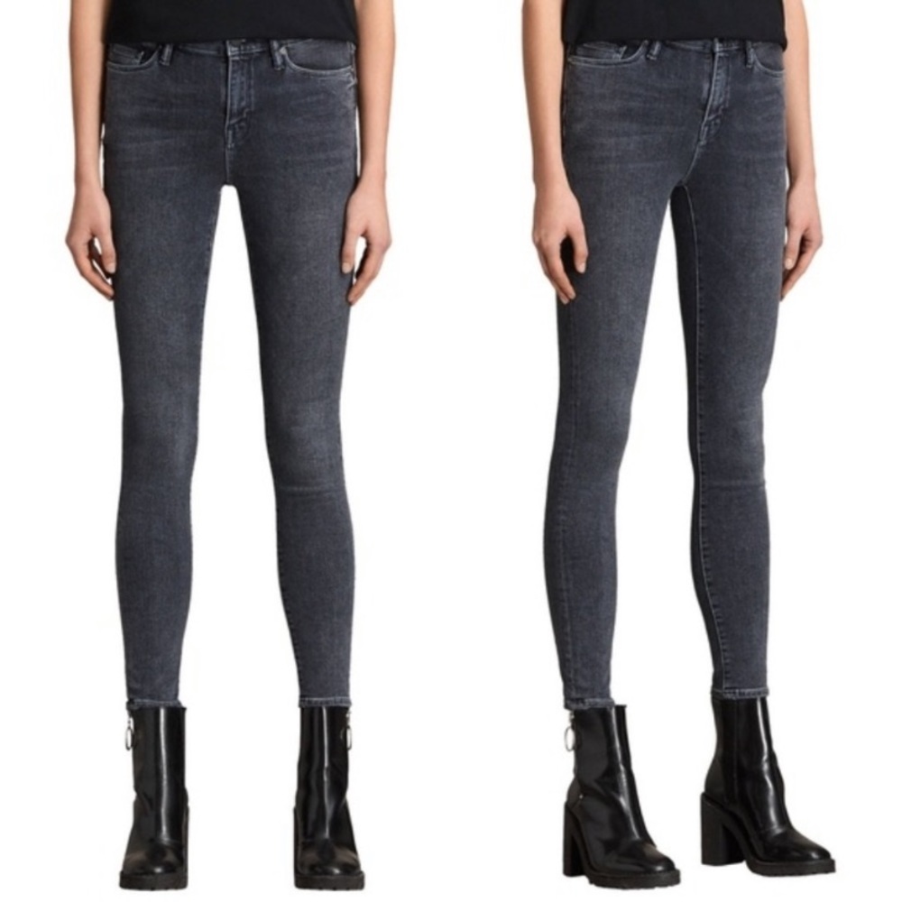 AllSaints Eve Skinny Mid Rise Raven Black Jeans